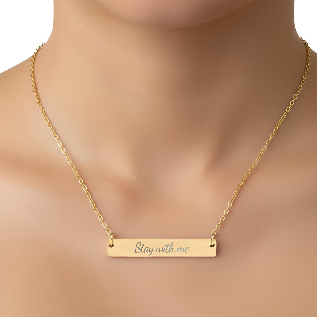 Engraved Cutout Heart Bar Necklace — Personalized Name Pendant