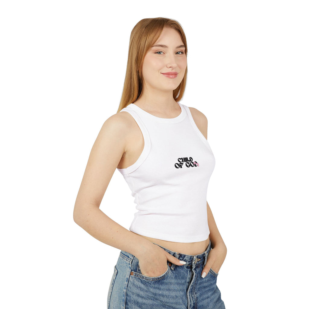 Trendy Women's Micro Rib Racer Tank Top with Stylish Graphic