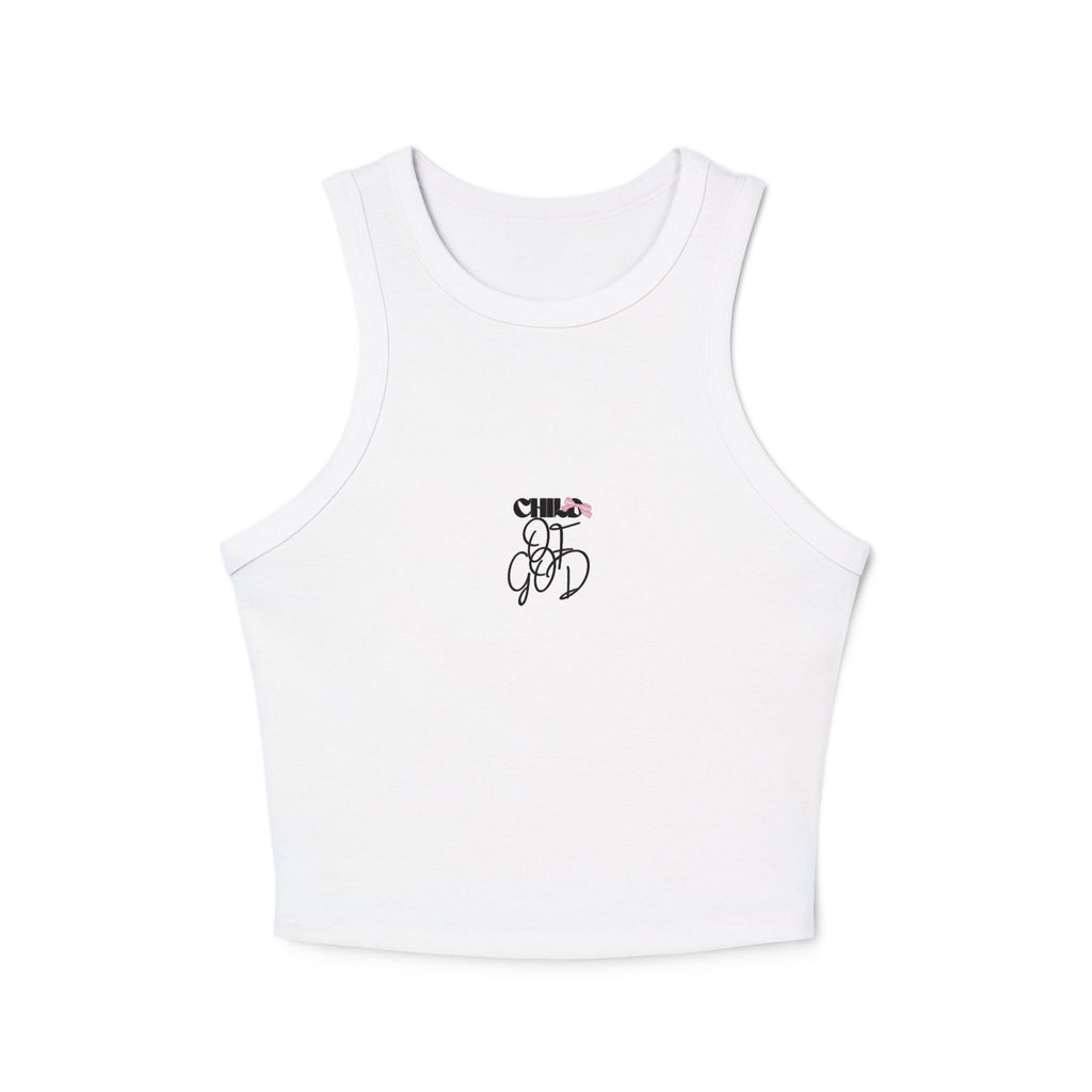 Trendy Women's Micro Rib Racer Tank Top with Stylish Graphic