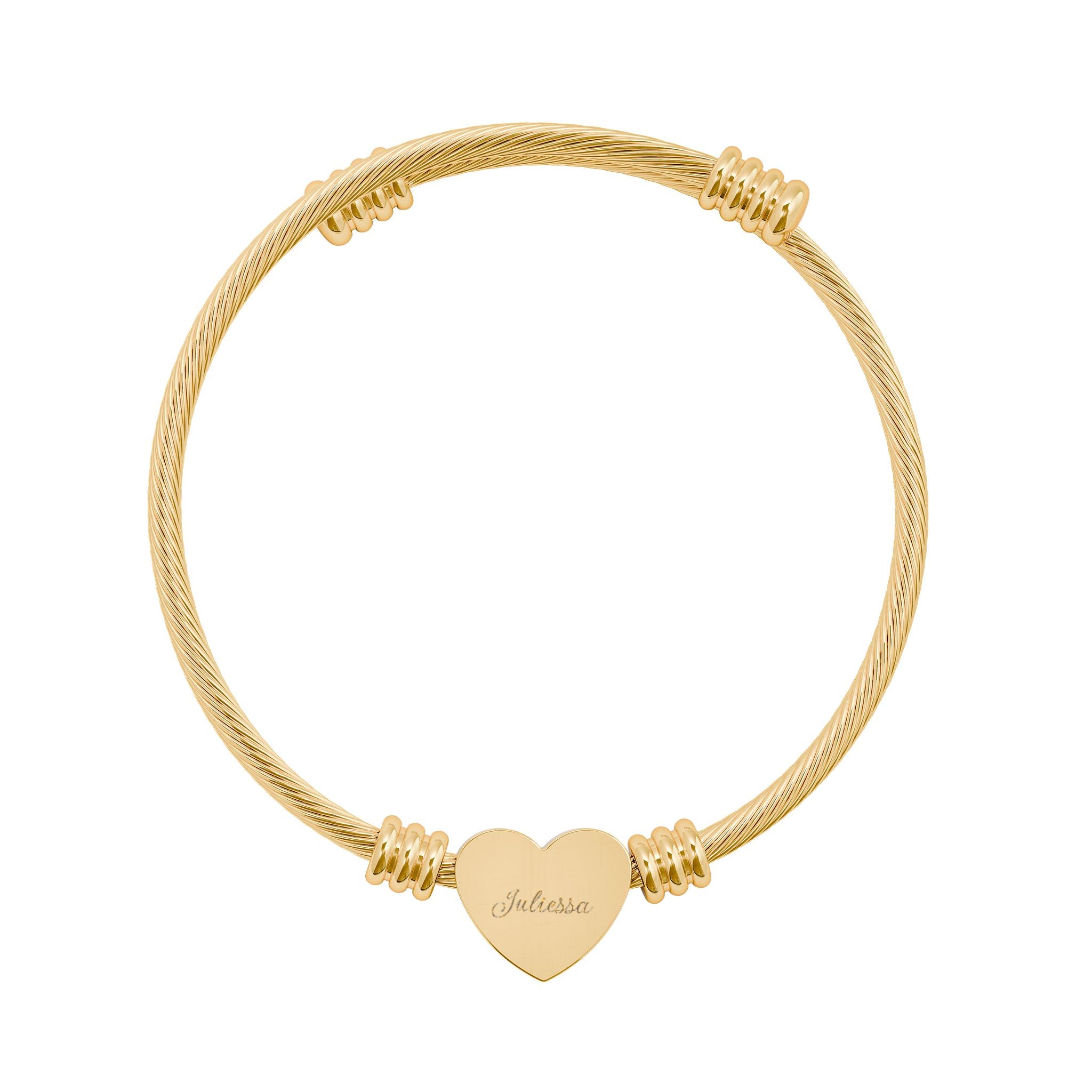 Engravable Heart Cuff Bracelet – Gold Personalized Heart Bangle Gift
