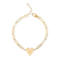 Engravable Paperclip Chain Bracelet with Heart Charm — Personalized Name/Initials