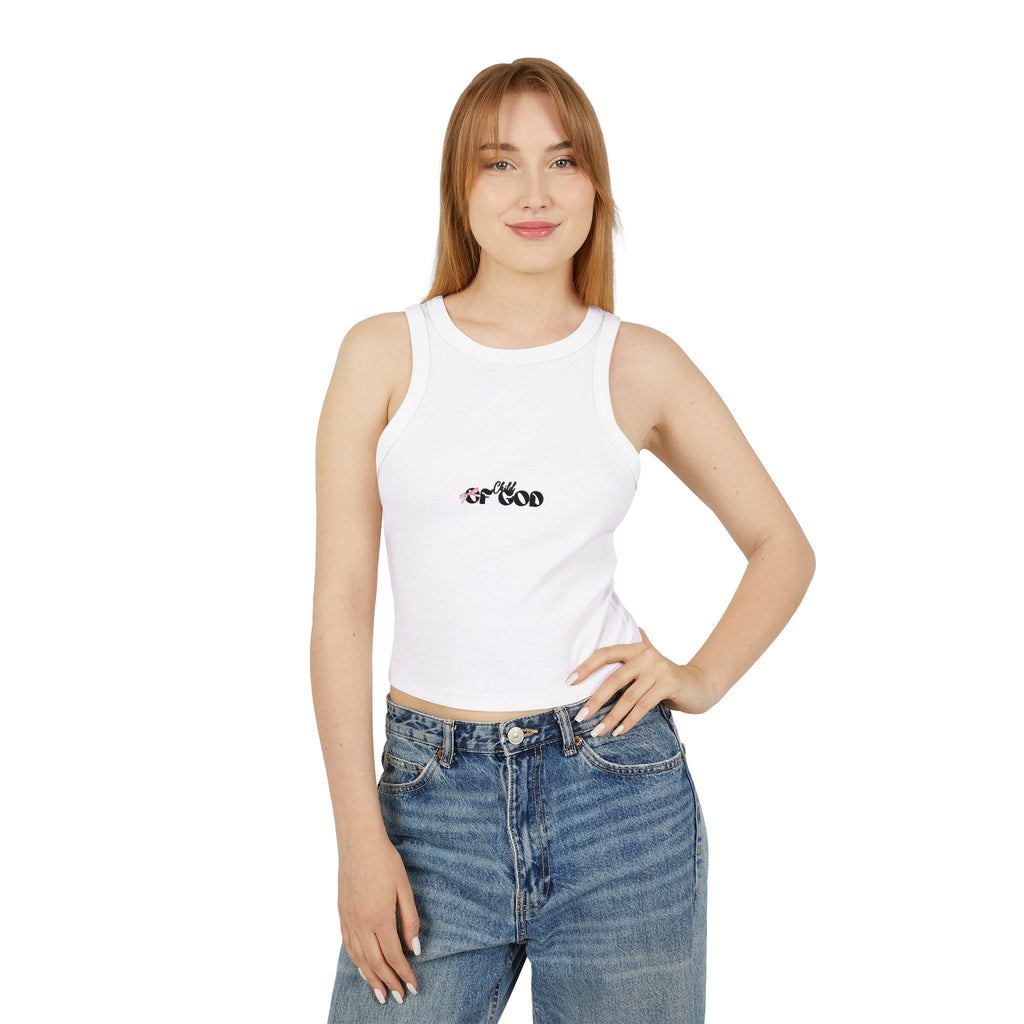 Trendy Women's Micro Rib Racer Tank Top with Stylish Graphic