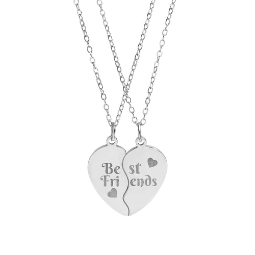 Best Friends Necklace Set — Engraved "Best Friends" Split Pendant