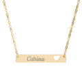 Engraved Cutout Heart Bar Necklace — Personalized Name Pendant