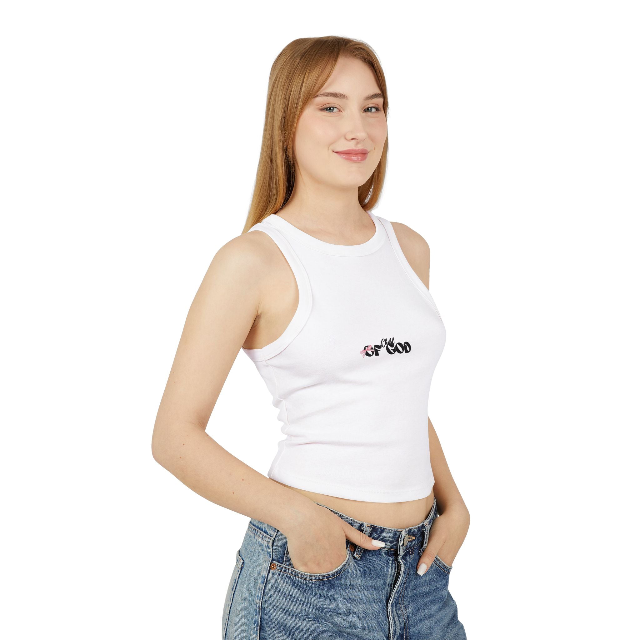 Trendy Women's Micro Rib Racer Tank Top with Stylish Graphic