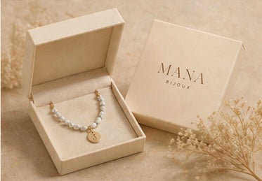 Alma Initiale – Collier Howlite & Or Personnalisé