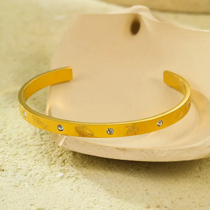 Bracelet Auréa Marine - Acier inoxydable, Plaqué-Or 18 carats.